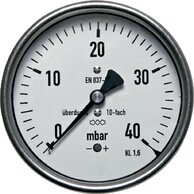 Kapselfedermanometer waagerecht, bis 10-fach überlastbar|mbar
