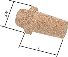 Schalldämpfer aus Sinterbronze mit Sechskant