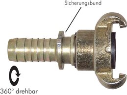Kompressorkupplungen mit Schlauchtülle & Sicherungsbund, drehbar (ähnlich DIN 3489)|42 mm