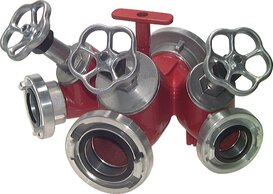 Storz-Verteiler 3-fach mit Ventilabsperrung|DIN 14375