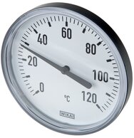Bimetallthermometer waagerecht mit Kunststoffgehäuse und Cu-Schutzrohr|Klasse 2,0