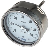 Bimetallthermometer waagerecht ohne Schutzrohr - Chemieausführung|Klasse 1,0