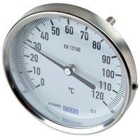 Bimetallthermometer waagerecht ohne Schutzrohr, 18 mm Bund|Klasse 1,0